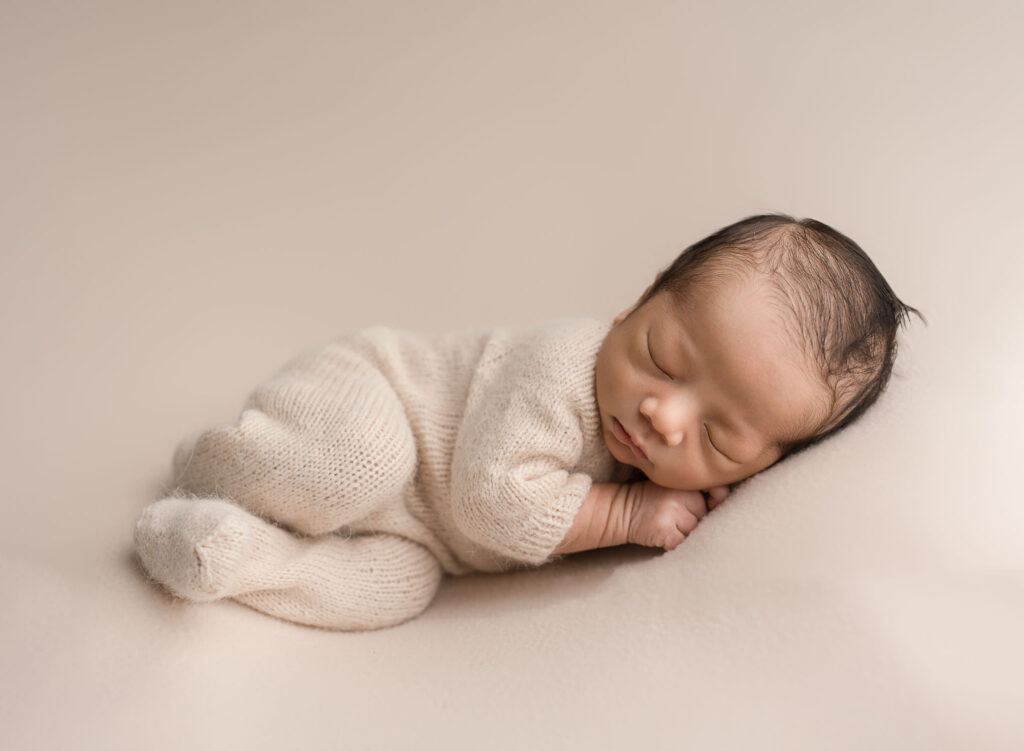 baby sleeping comfortable at Sandy Springs photography studios